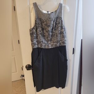 Eva Franco Size 12 Black And White Floral Dress